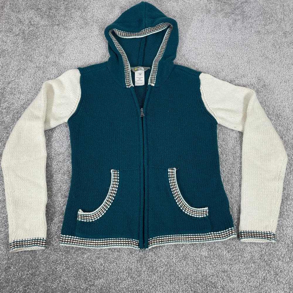 North Face Hoodie Womens Small Wool Blend Knit A5 Series Zip Up Varsity